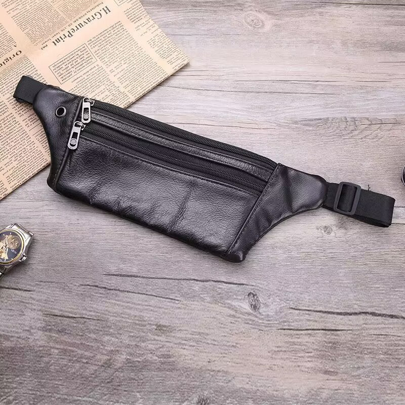 Wholesale Men's genuine leather waist bag multifunctional waterproof waist bag mobile phone bag